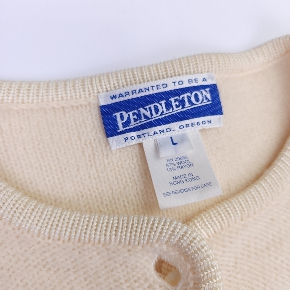 Pendleton Cream Wool Sweater Blazer Sz L - Picture 6 of 8